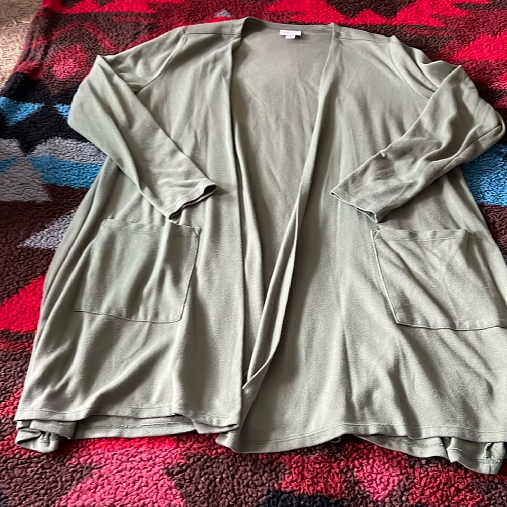 LLR size large Caroline cardigan green sweater.